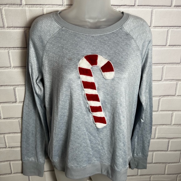 JACLYN INTIMATES Gray Candy Cane Sweatshirt/size M - Picture 3 of 7